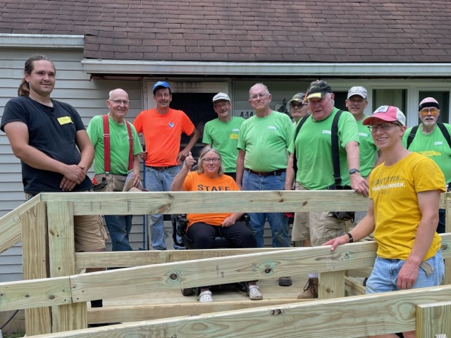 zumc crew and SAWs client on completed ramp